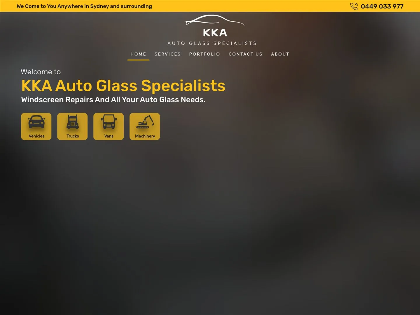 KKA Auto Glass — Automotive Services website built by Designie